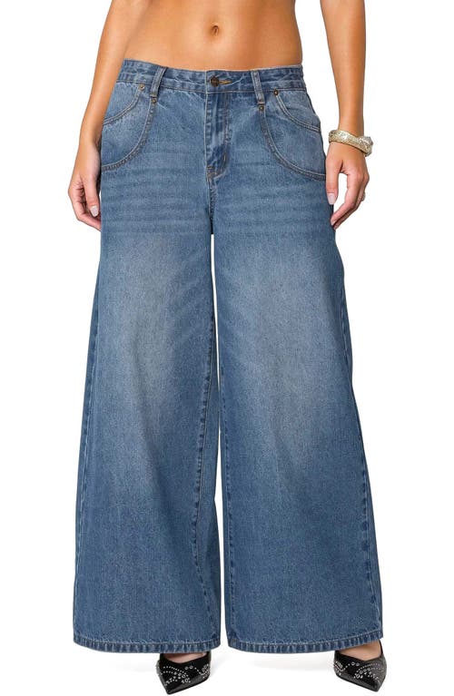 Shop Edikted Jayden Low Rise Wide Leg Jeans In Blue