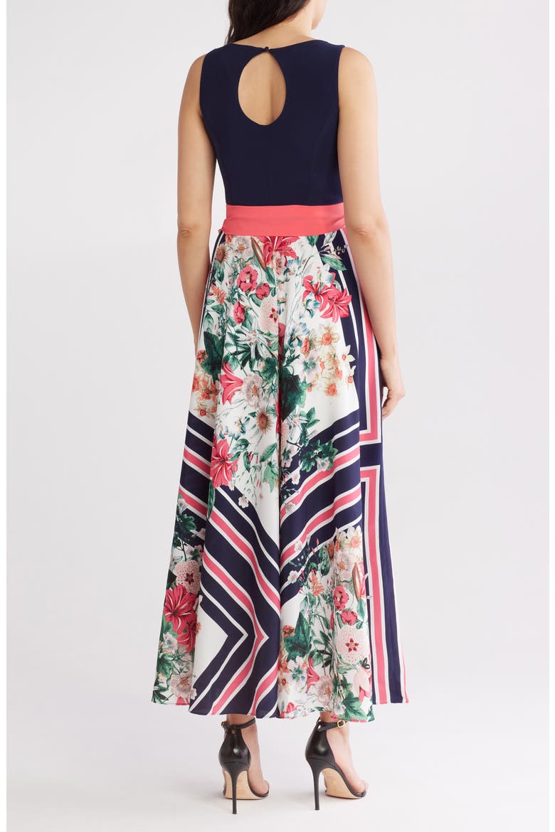 Twofer Scarf Print Maxi Dress, Alternate, color, IVORY MULTI
