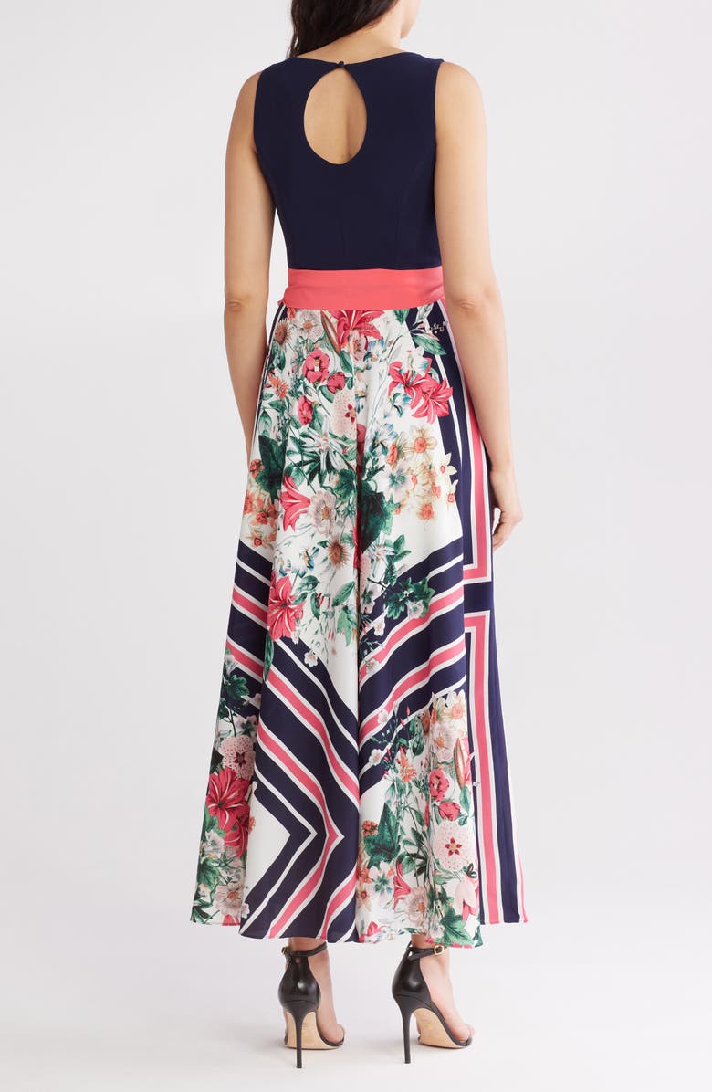 Eliza J Twofer Scarf Print Maxi Dress, Alternate, color,