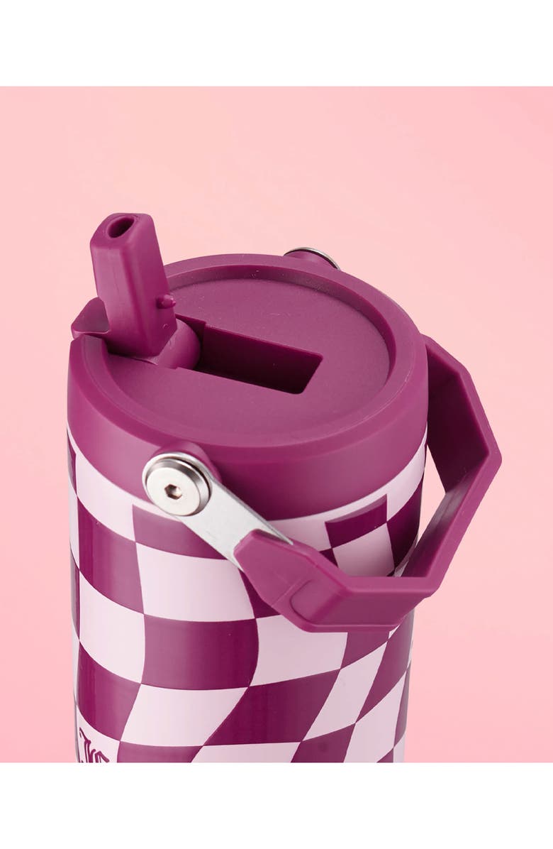 Juicy Couture 30-Ounce Stainless Steel Flip Sip Water Tumbler, Alternate, color, Pink Wavy Check