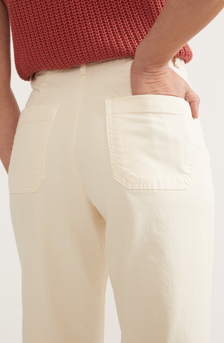 Marine Layer Bridget Frayed High Waist Wide Leg Twill Pants, Alternate, color, Cream