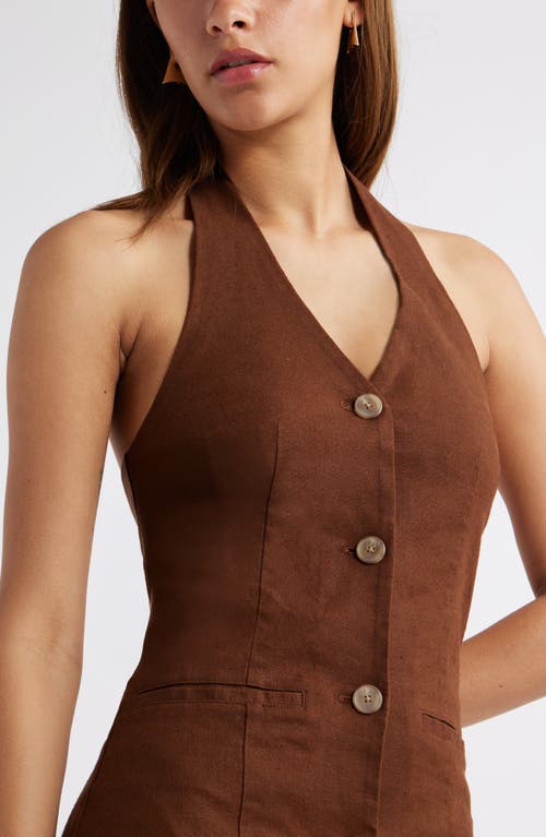 OPEN EDIT OPEN EDIT HALTER LINEN BLEND MINIDRESS 