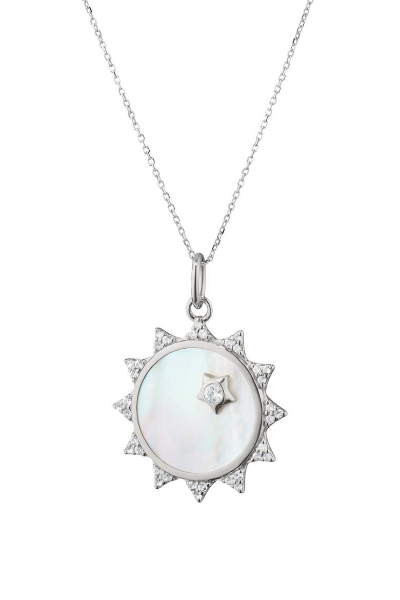 Mother-of-Pearl Sun Pendant Necklace, Main, color, SILVER