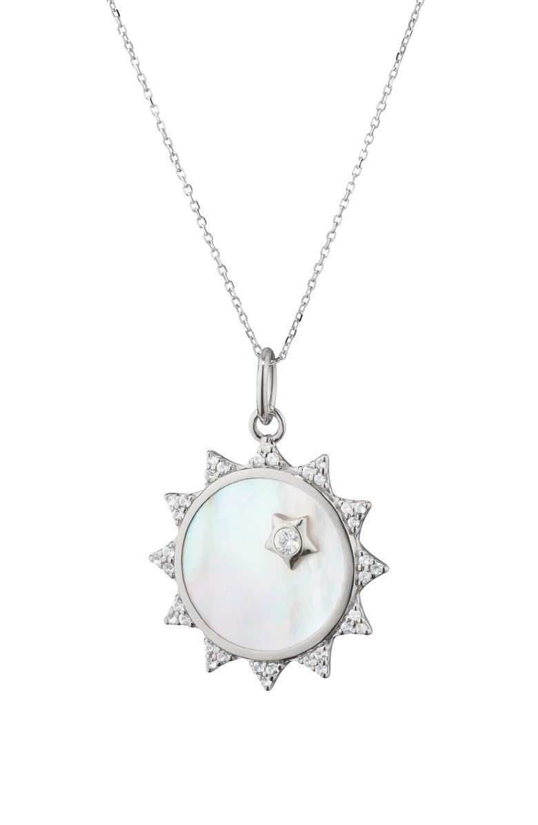 Monica Rich Kosann Mother-of-Pearl Sun Pendant Necklace, Main, color, Silver