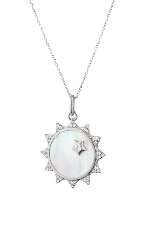 Mother-of-Pearl Sun Pendant Necklace