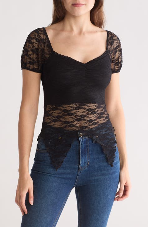 Handkerchief Hem Lace Top