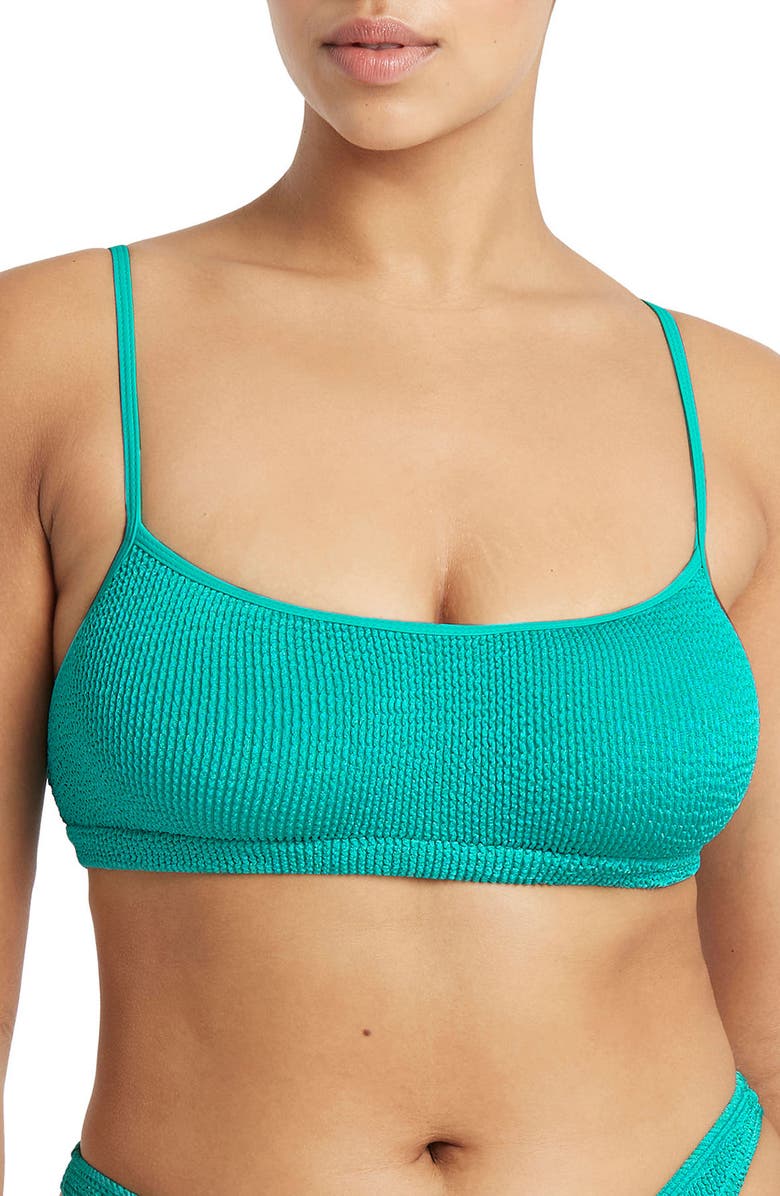 bond-eye Saint Crop Bikini Top, Alternate, color, Turquoise Shimmer