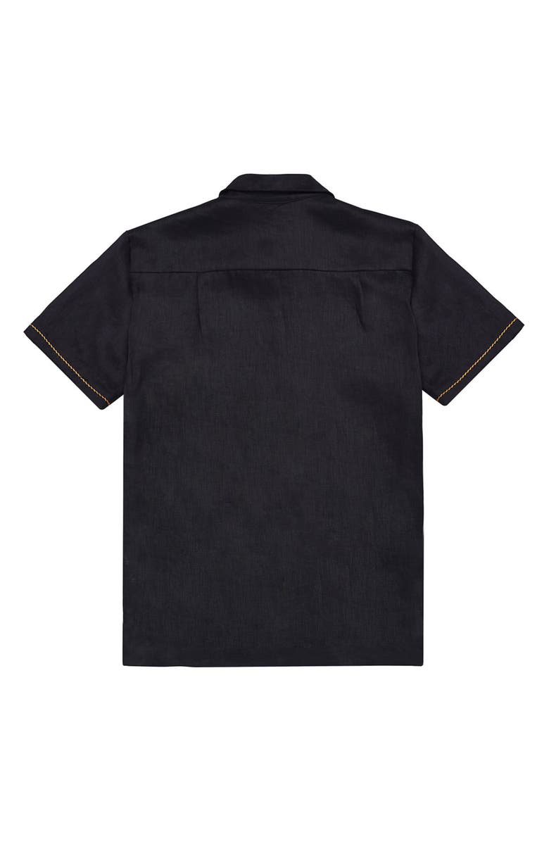 Agua Bendita Jack Linen Camp Shirt, Alternate, color, Black Multi
