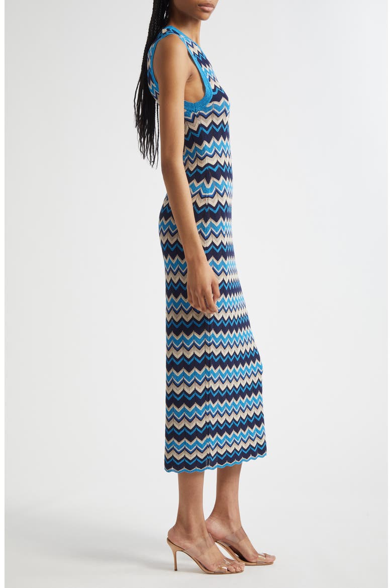 Declan Metallic Chevron Stripe Cotton Blend Sweater Dress, Alternate, color, SPRING NAVY CHEVRON