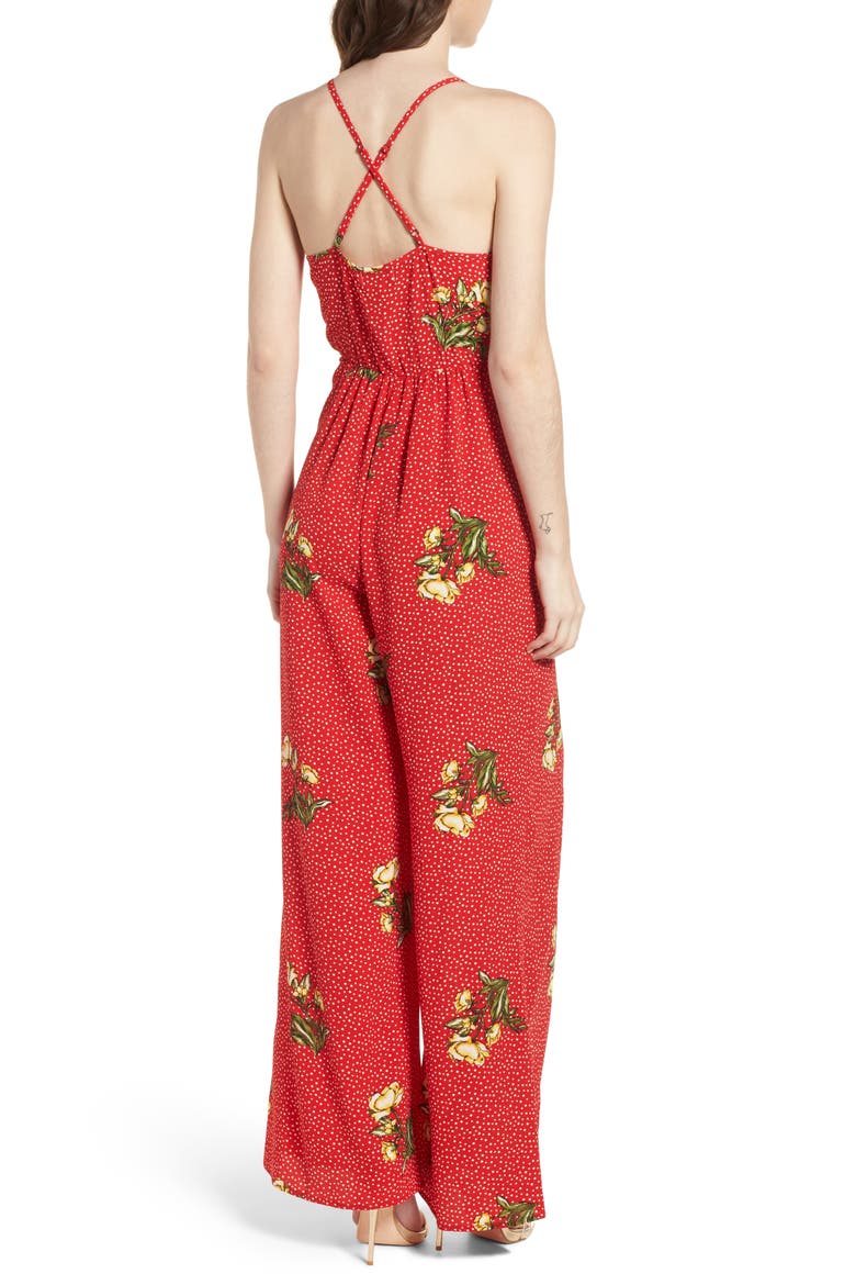 Wrap Jumpsuit, Alternate, color, RED/ YELLOW
