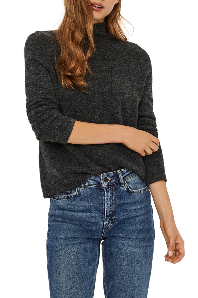 Avery Funnel Neck Sweater, Main, color, DARK GREY