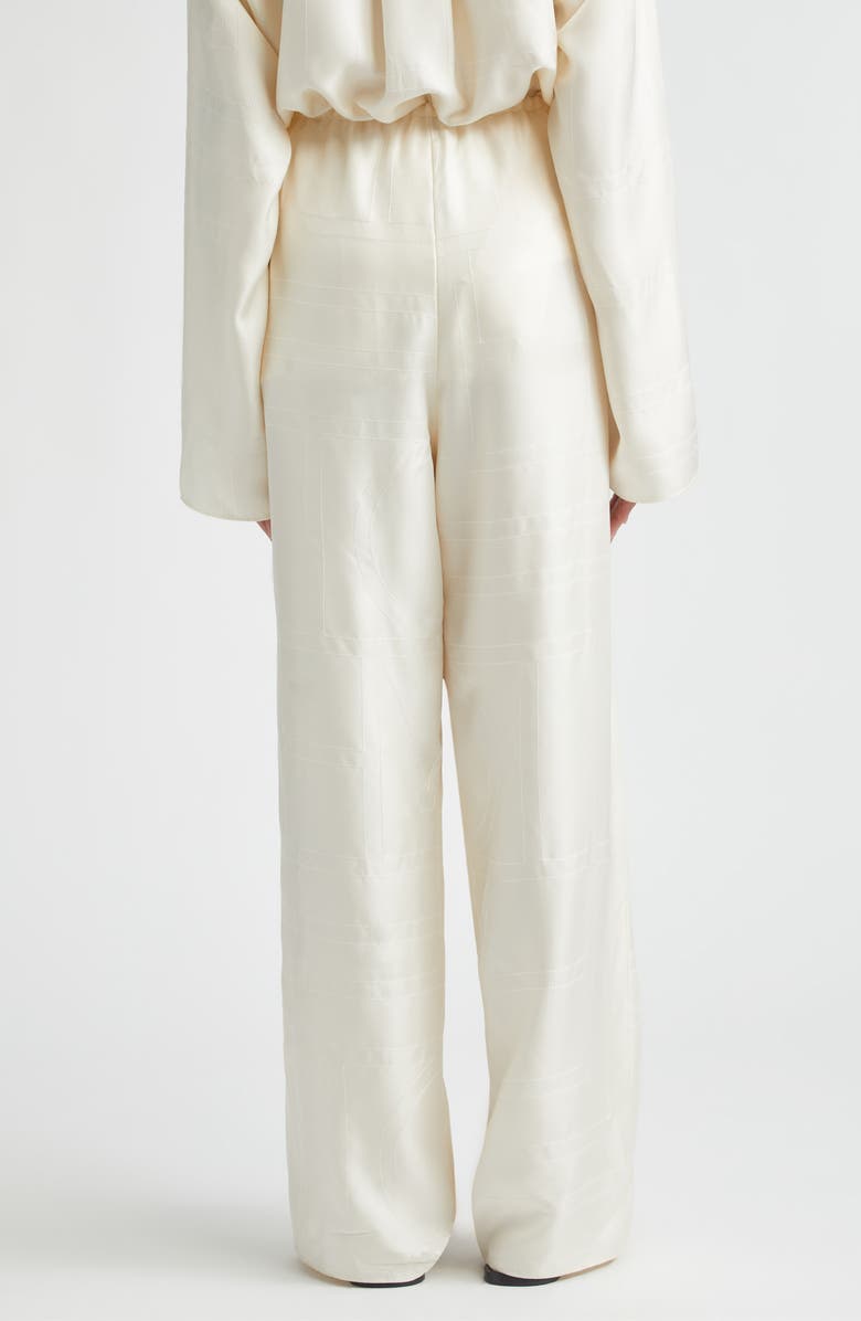 TOTEME Monogram Organic Silk Pajama Pants, Alternate, color, Cream