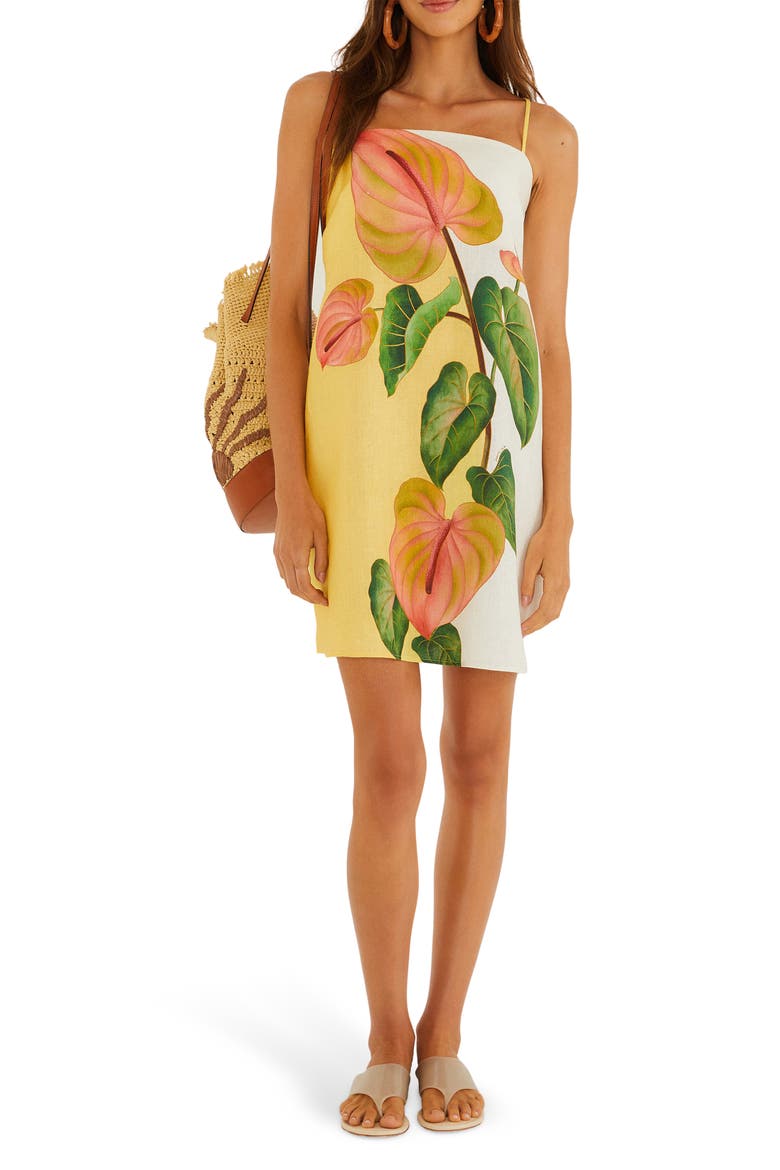Anthurium Golden Linen Shift Minidress, Main, color, GOLDEN YELLOW