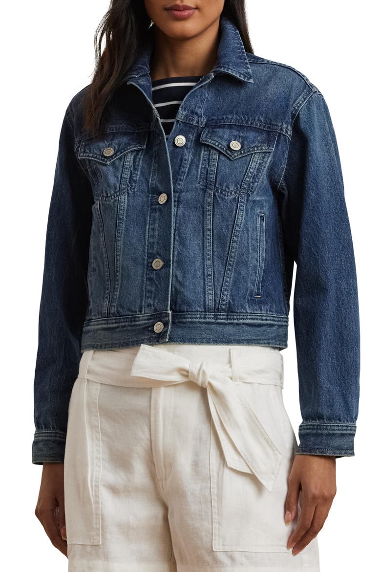 Denim Trucker Jacket, Main, color, HAZE WASH