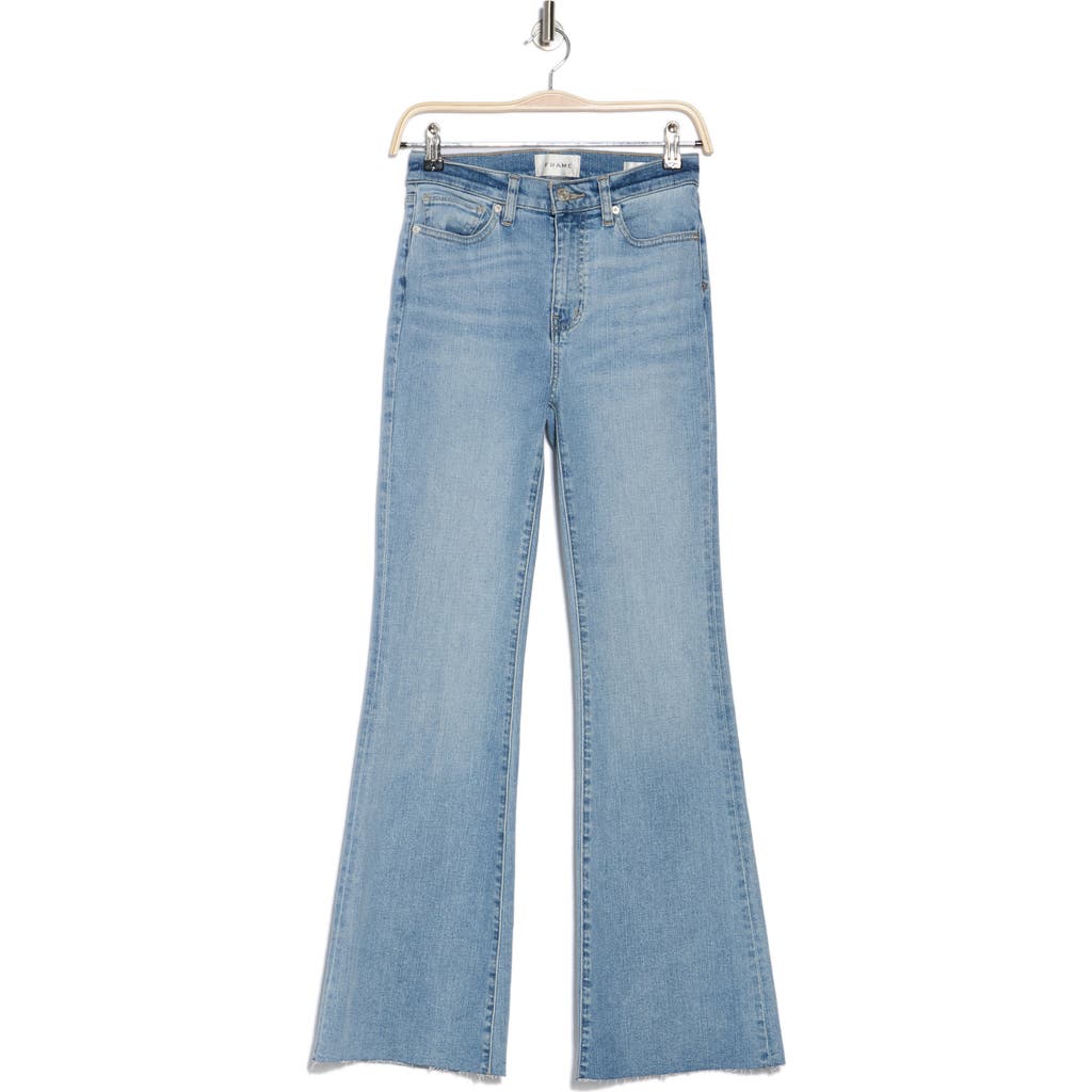 Frame Le Easy Raw Hem Flare Leg Jeans In Blue Springs