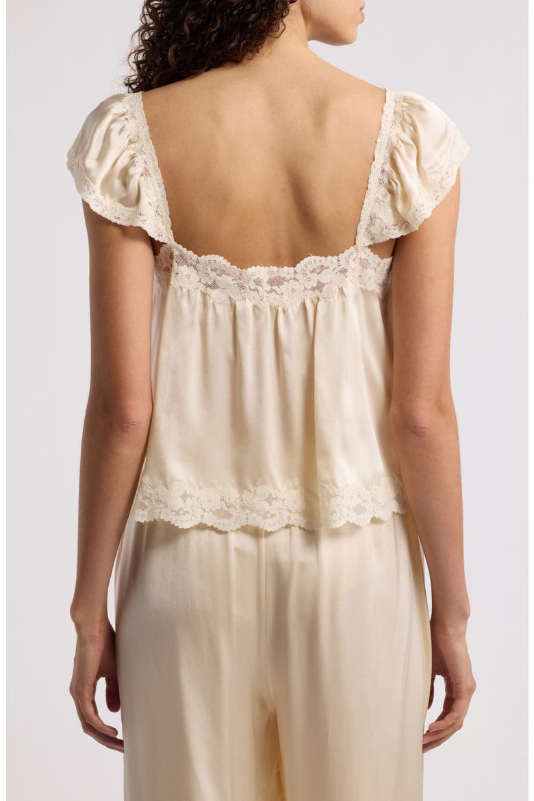 Rosalee Silk Top with Lace Trim, Alternate, color, CANDLELIGHT