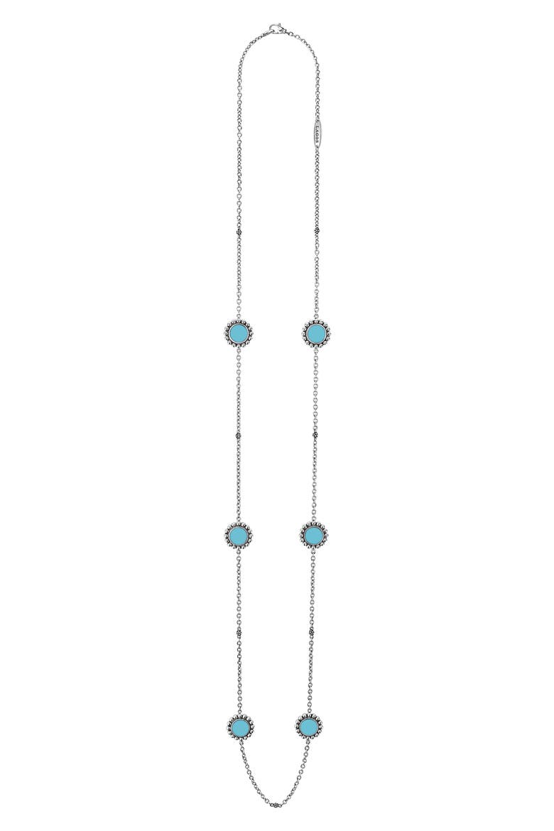 Maya Blue Ceramic Station Necklace, Alternate, color, SILVER