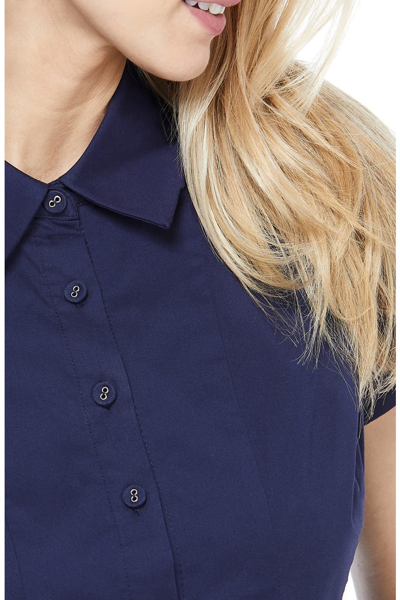 Fit & Flare Shirtdress, Alternate, color, NAVY