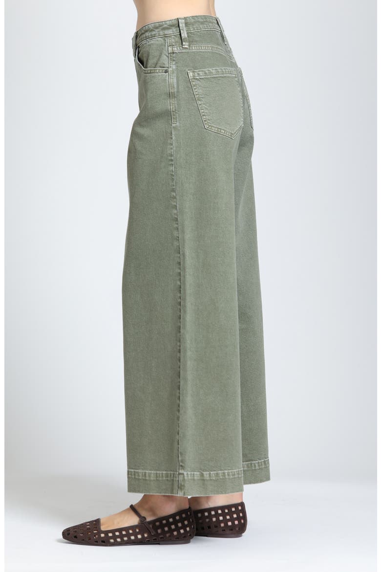 Godet Wide Leg Jeans, Alternate, color, OLIVE