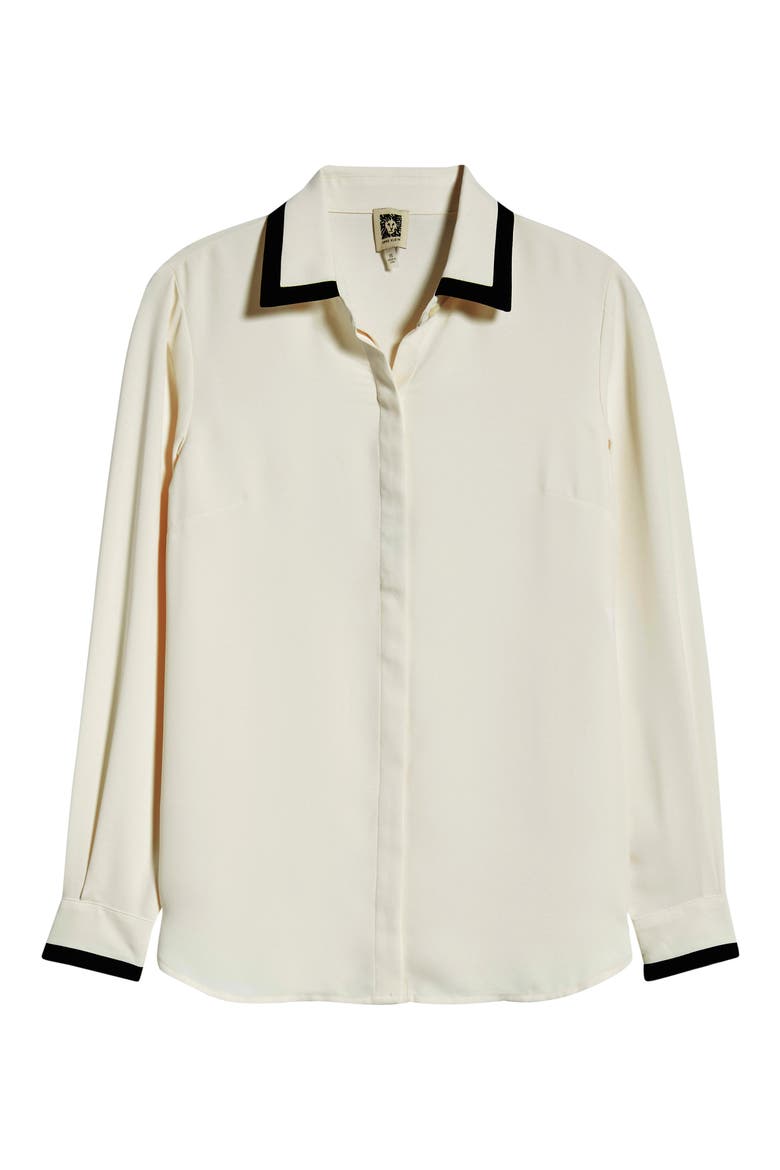 Contrast Trim Shirt, Alternate, color, WHITE DOVE