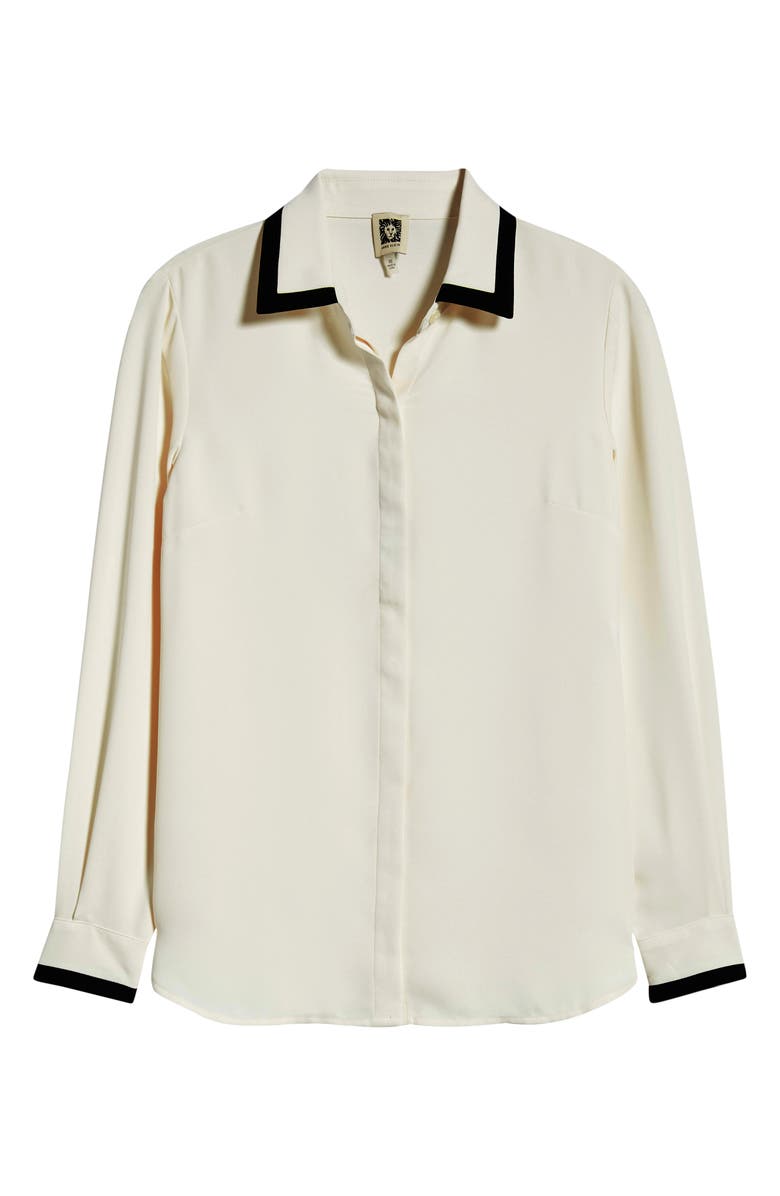 Anne Klein Contrast Trim Shirt, Alternate, color, White Dove