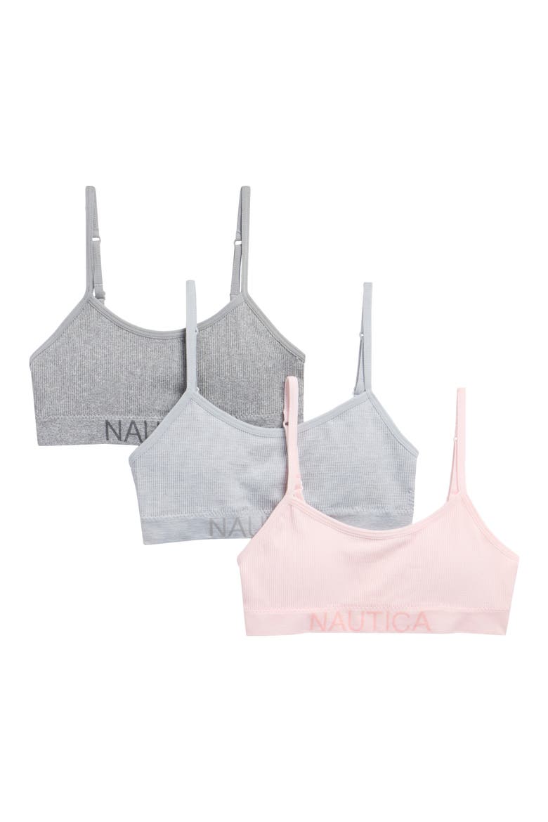 Kids' Assorted 3-Pack Seamless Bralettes, Main, color, GREY / PETAL KISSES