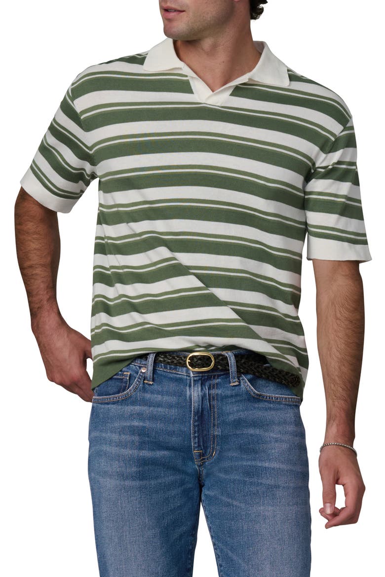 Club Stripe Johnny Collar Cotton Polo, Main, color, FATIGUE GREEN STRIPE