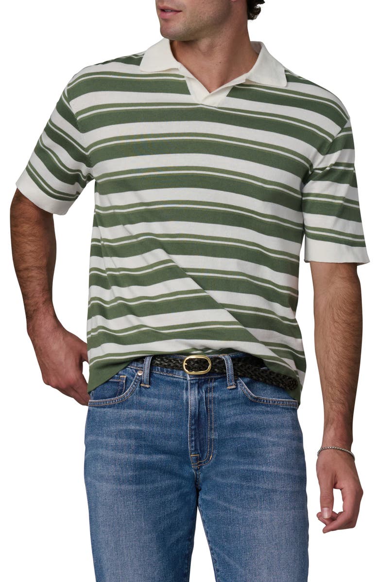 Joe's Club Stripe Johnny Collar Cotton Polo, Main, color, Fatigue Green Stripe