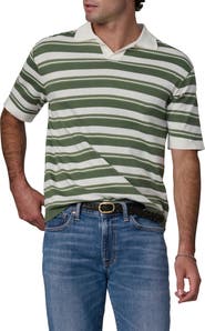 Joe's Club Stripe Johnny Collar Cotton Polo