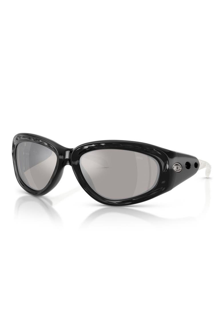 63mm Oversize Mirrored Pillow Sunglasses, Alternate, color, BLACK / GREY MIRROR SILVER