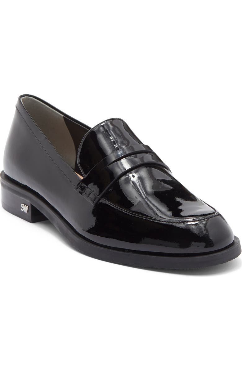 Stuart Weitzman Emi Penny Loafer, Main, color, Black/ Black
