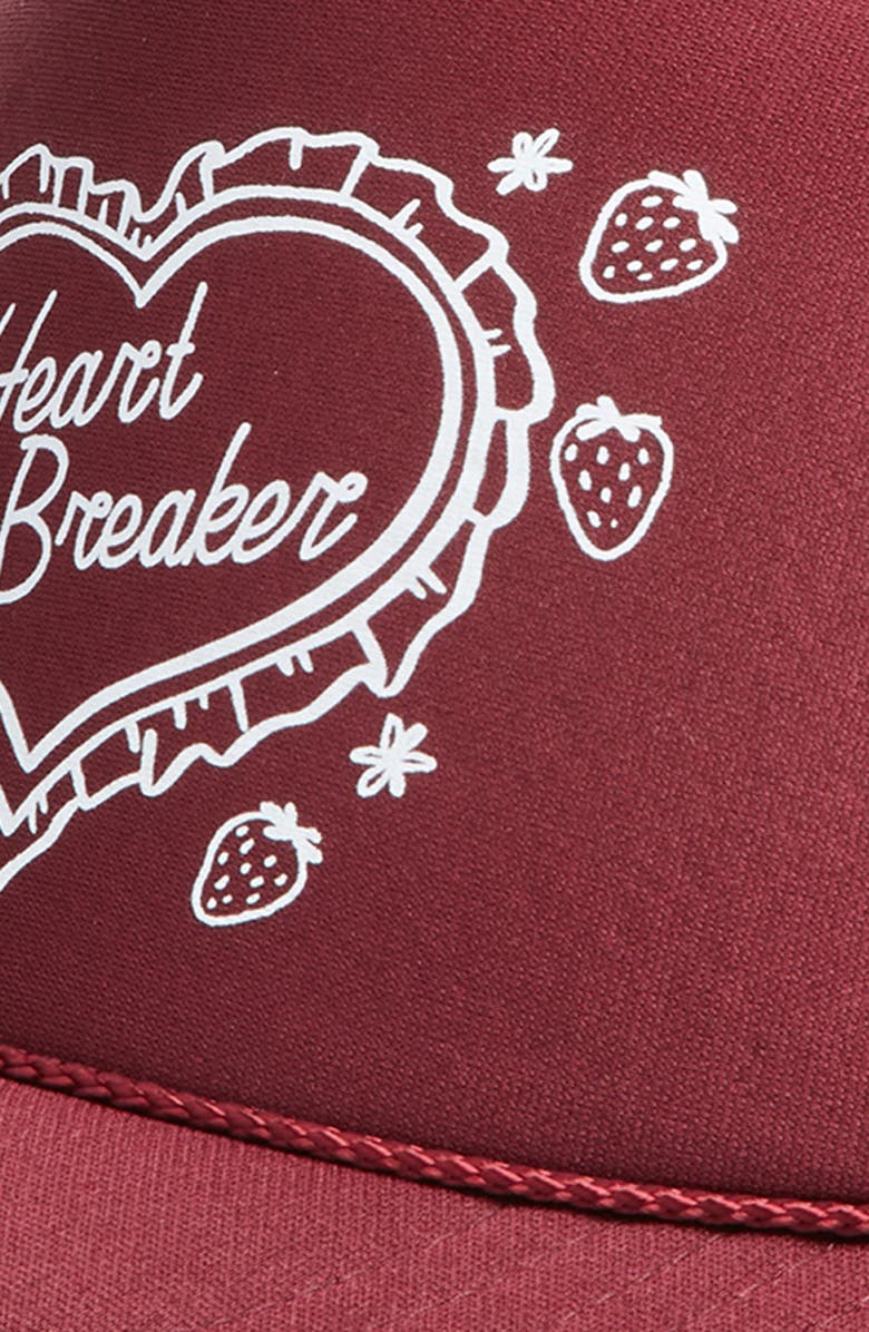 Friday Feelin’ Heart Breaker Trucker Hat, Alternate, color, Maroon