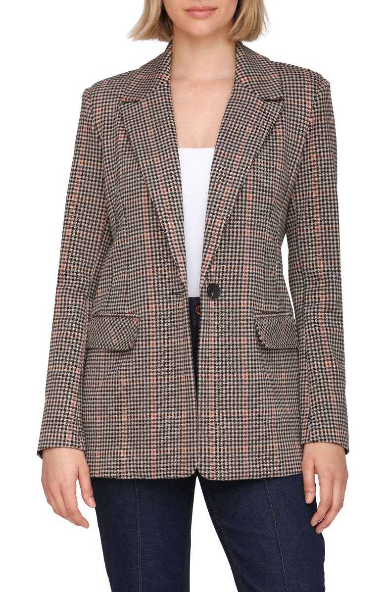 Bagatelle Tailored One-Button Blazer, Alternate, color, Rust-Black-Sand