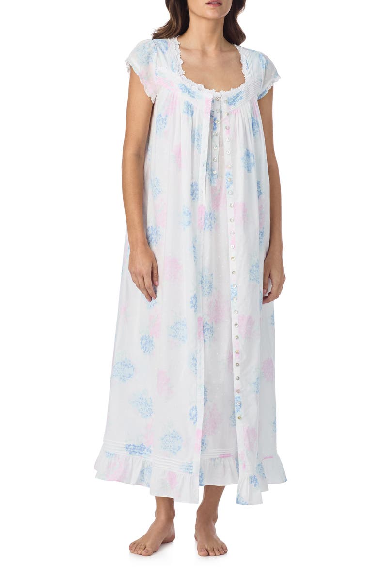 Ballet Sleeveless Cotton Nightgown, Alternate, color, WHITE FLORAL