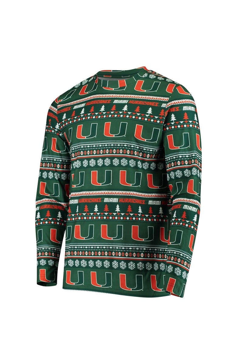 CONCEPTS SPORT Men's Concepts Sport Green Miami Hurricanes Ugly Sweater Knit Long Sleeve Top and Pant Set, Alternate, color, Green