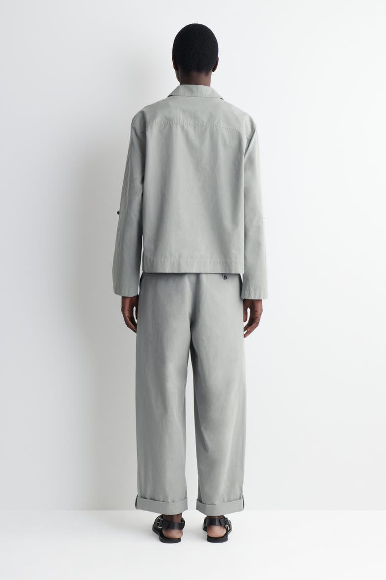 Pintucked Cotton-linen Overshirt, Alternate, color, GRAY