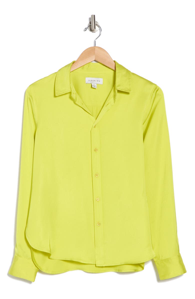 JASON WU Long Sleeve Satin Button-Up Shirt, Alternate, color, 