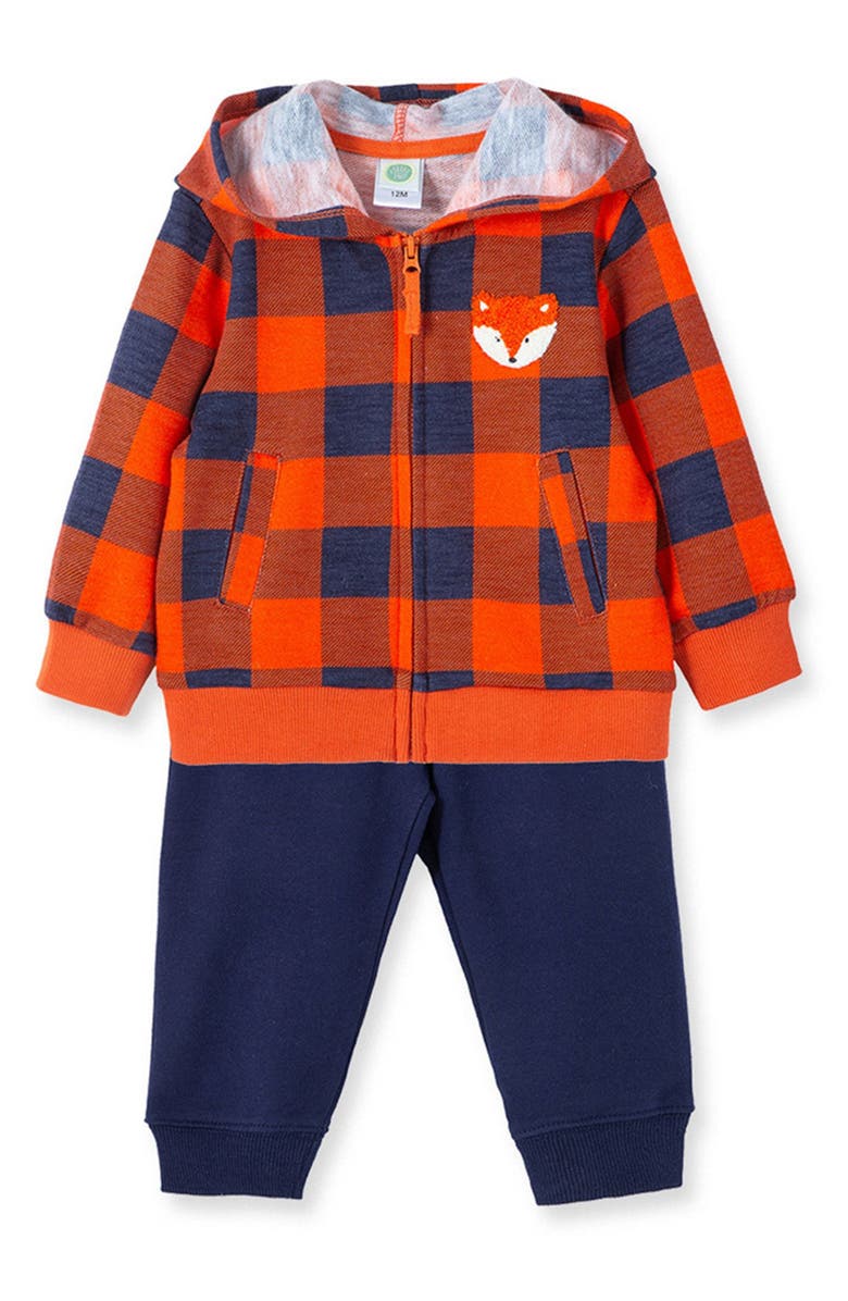 Little Me Fox Zip-Up Hoodie & Joggers Set, Alternate, color,