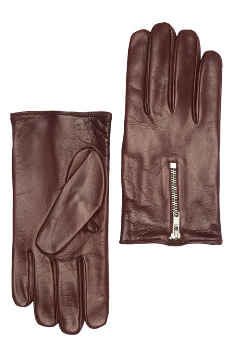 Faux Leather Cashmere Lined Gloves