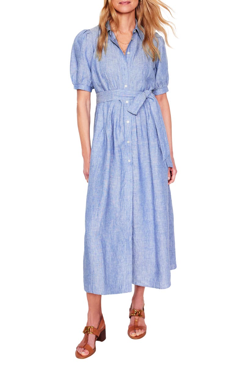 Boden Alexa Belted Midi Linen Shirtdress, Main, color, 