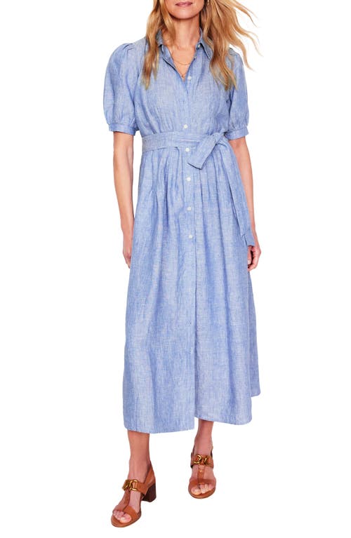 Shop Boden Alexa Belted Midi Linen Shirtdress In Chambray
