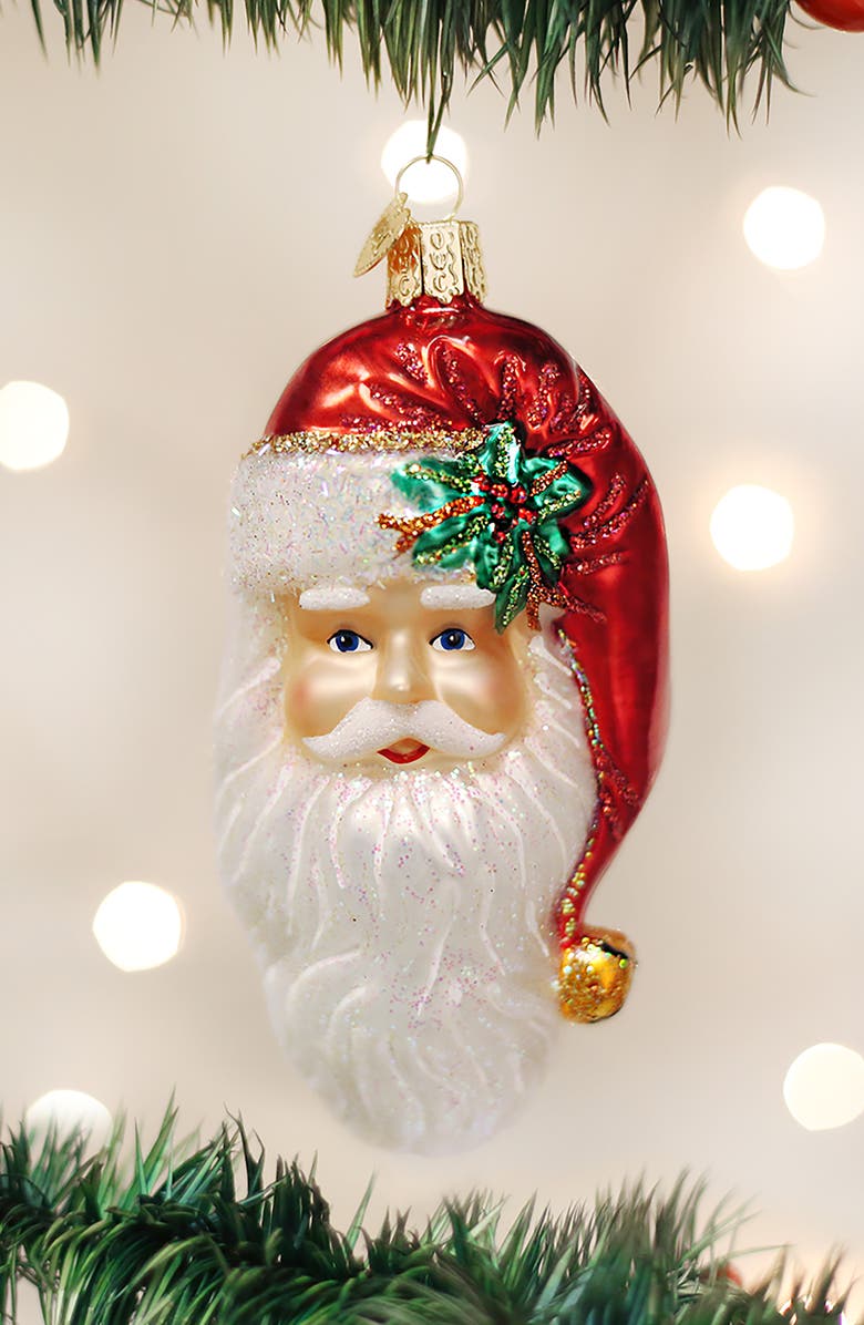 Old World Christmas Nostalgic Santa Glass Ornament, Alternate, color, Red Multi