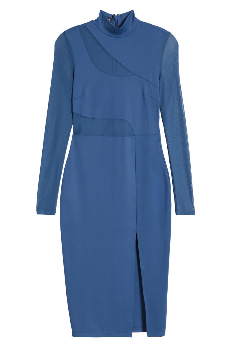 Mesh Inset Long Sleeve Knit Dress, Alternate, color, NAVY