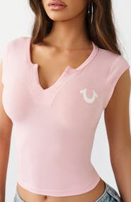 True Religion Notch Neck Camp Sleeve T-Shirt