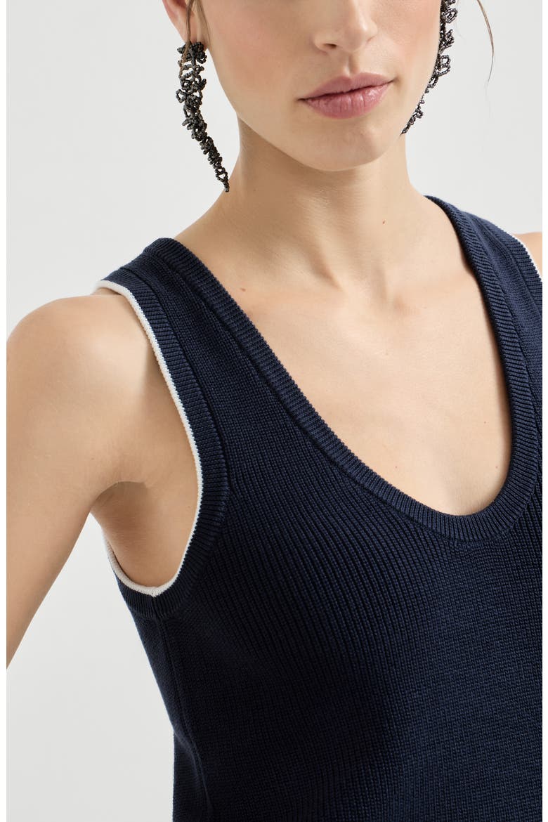 Cotton ribbed knit top, Alternate, color, Blue