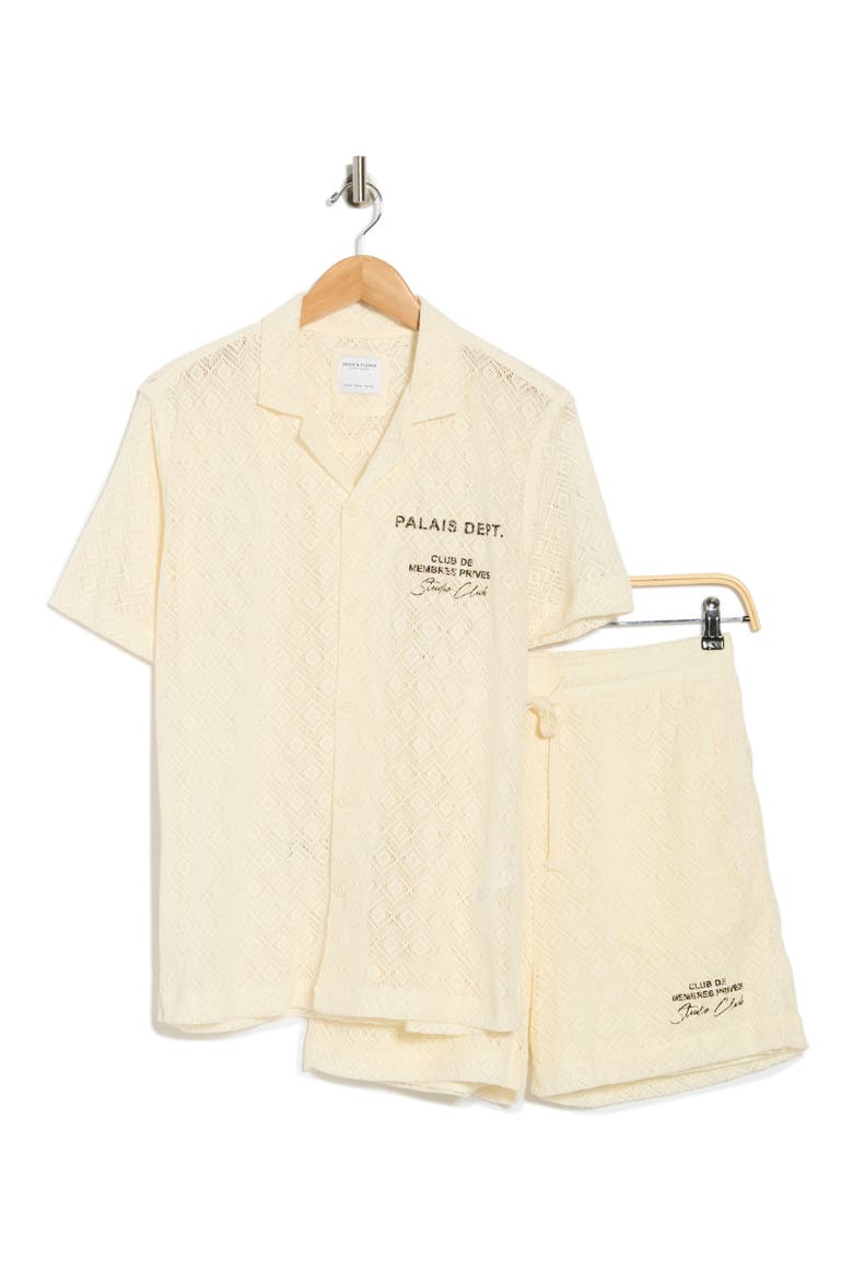 Textured Shirt & Shorts Set, Alternate, color, OFF WHITE