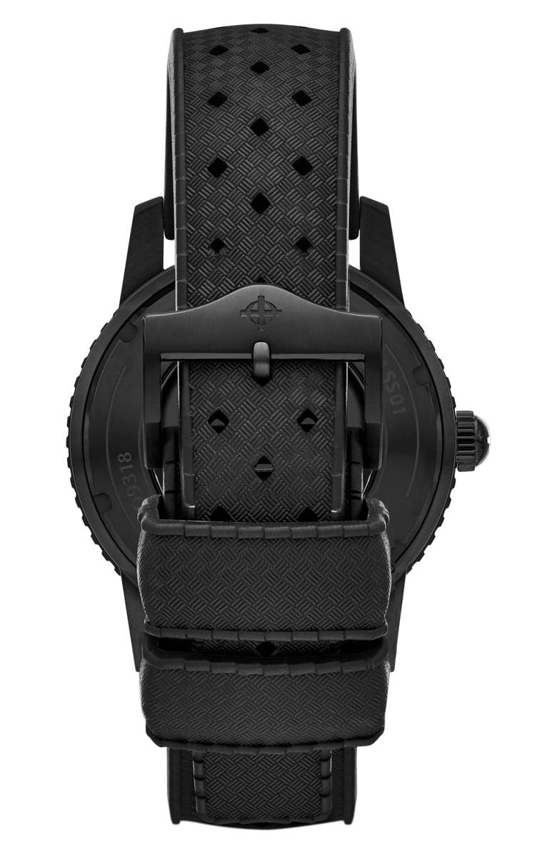 Zodiac Compression Diver Skeleton Rubber Strap Watch, 40mm, Alternate, color, Black