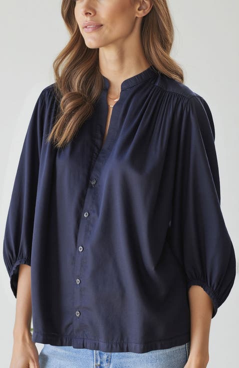 Cotton Poplin Peasant Top