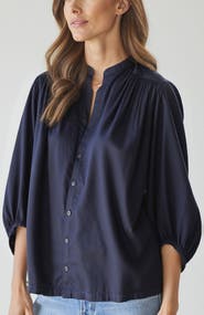 ocean+main Cotton Poplin Peasant Top
