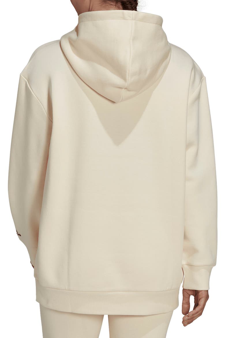 Drawstring Logo Hoodie, Alternate, color, ECRU TINT/ BLACK